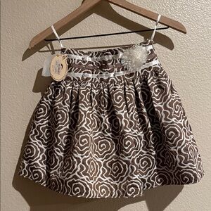 NWT Nursery BeBe Brown and White Floral  kids Skirt Sz 6-7 girls